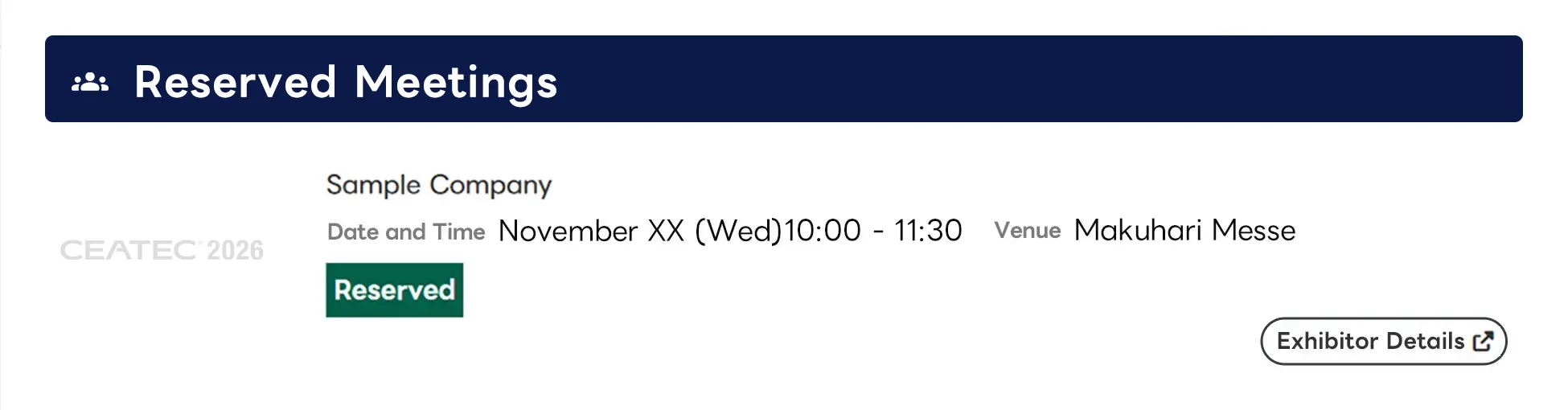 My Page Reserved Meetings list screen