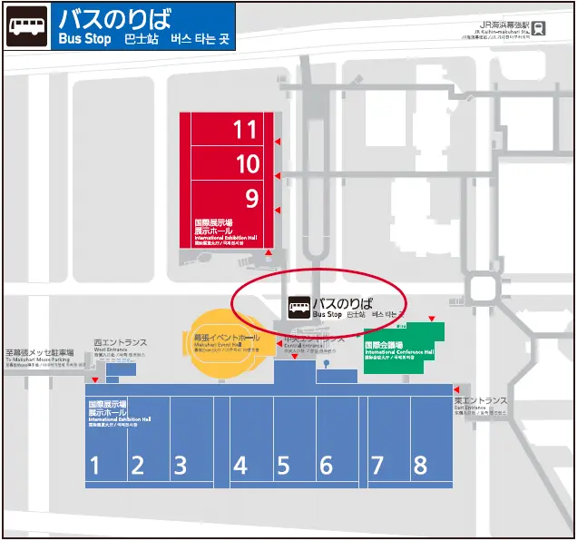 Map of the "Makuhari Messe Central" bus stop