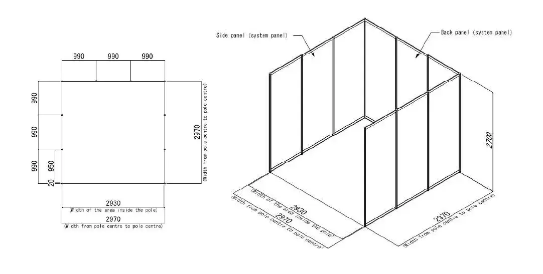 Standard Booth: 1-18 booths (standard for one- to four-row booths)